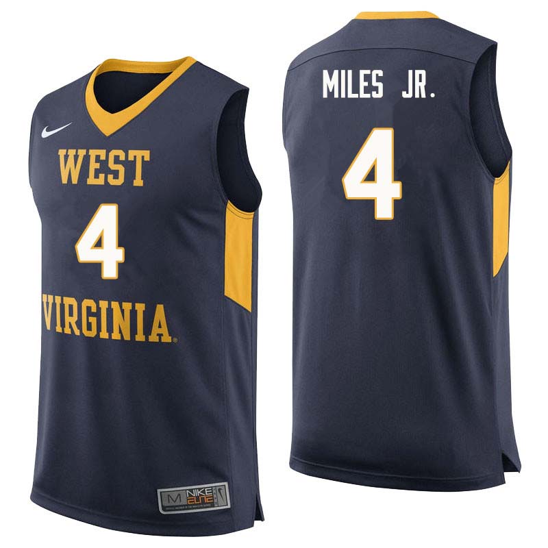 Men #4 Daxter Miles Jr. West Virginia Mountaineers College Basketball Jerseys Sale-Navy